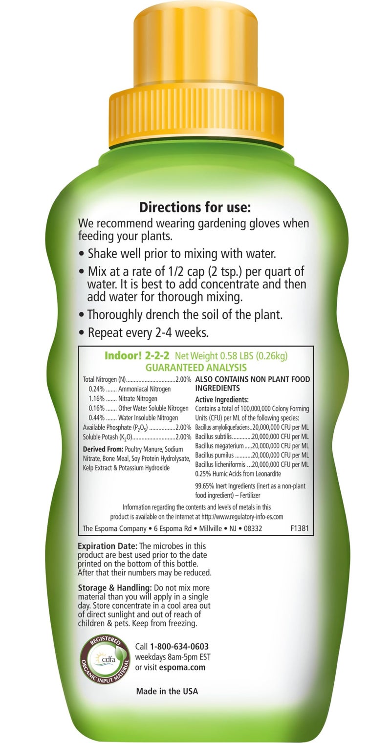 Espoma Organic 8 Ounce Concentrated Indoor! Plant Food - Indoor Plant Fertilizer for Large & Small Plants Like Pothos, Fiddle Leaf Fig, Monstera, Snake & Palms - Image 2