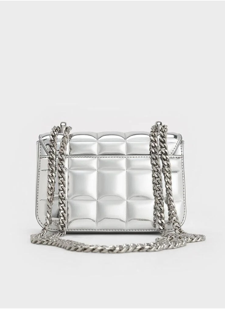 Charles & Keith Charles & Keith Metal Square Quilted Chain Tote  - Image 5