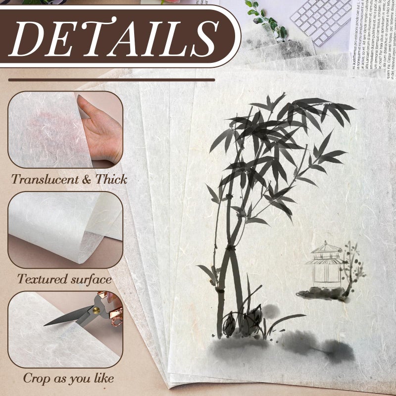 GarfxG A4 Mulberry Paper 20 Sheets Natural Rice Paper for Decoupage, Writing, Painting, Printing, Decorative, Card Making, Art Crafts DIY Gift Wrap -Off-White Color - Image 3