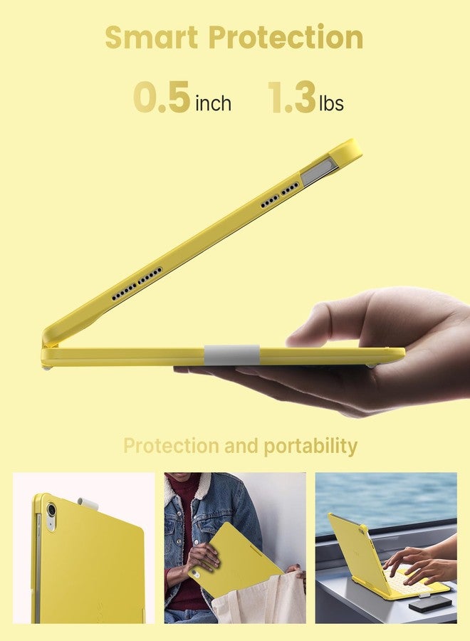 typecase غطاء لوحة مفاتيح Typecase Flexbook لجهاز iPad الجيل الحادي عشر (A16، 2025) وجهاز iPad الجيل العاشر (10.9 بوصة، 2022) - بدون لوحة لمس، إضاءة خلفية بـ 11 لونًا، قابل للدوران 360 درجة، 7 أوضاع استخدام، نحيف وخفيف الوزن - أصفر - Image 5