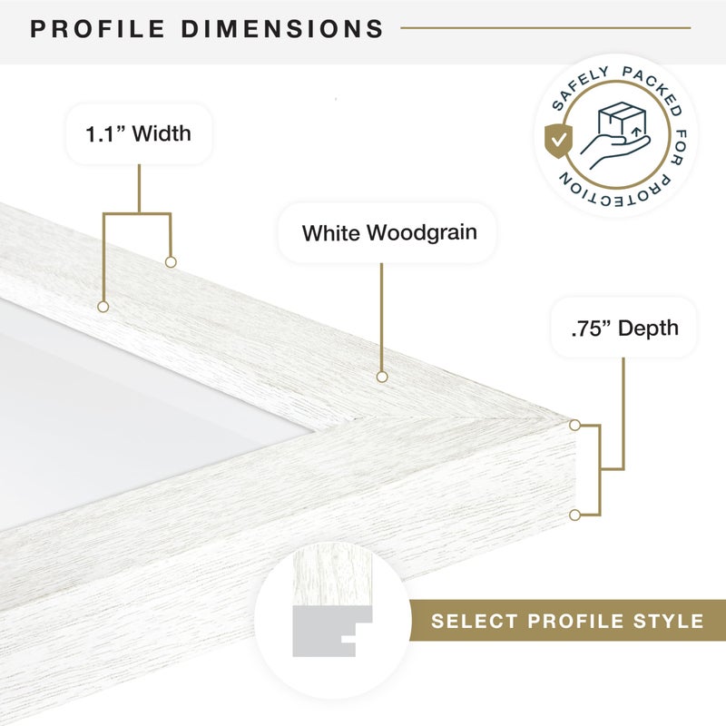 MCS Studio Gallery 8x10 Picture Frame White Woodgrain Engineered Wood, Vertical & Horizontal Wall Hanging & Easel for Tapletop Display, Rectangle Photo Frame for Photos, Posters & Art Prints (1-Pack) - Image 5