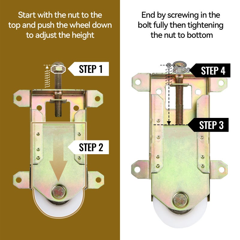 Lashow Sliding Mirror Door Rollers Replacement, Fits Prime-Line N 6870, for Wood Framed Sliding Mirror Doors, 2-1/2" Vertical H.C., 1-1/2" Nylon Concaved Ball Bearing Wheel, 2 Pack. - Image 5