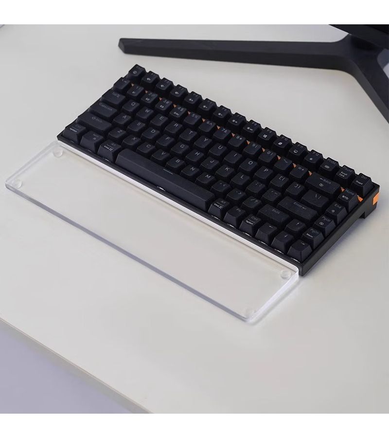 Acrylic Keyboard Wrist Rest Support Pad 87 Key Ergonomic Typing Accessory Frosted Matte Finish Transparent Square Design - Image 2