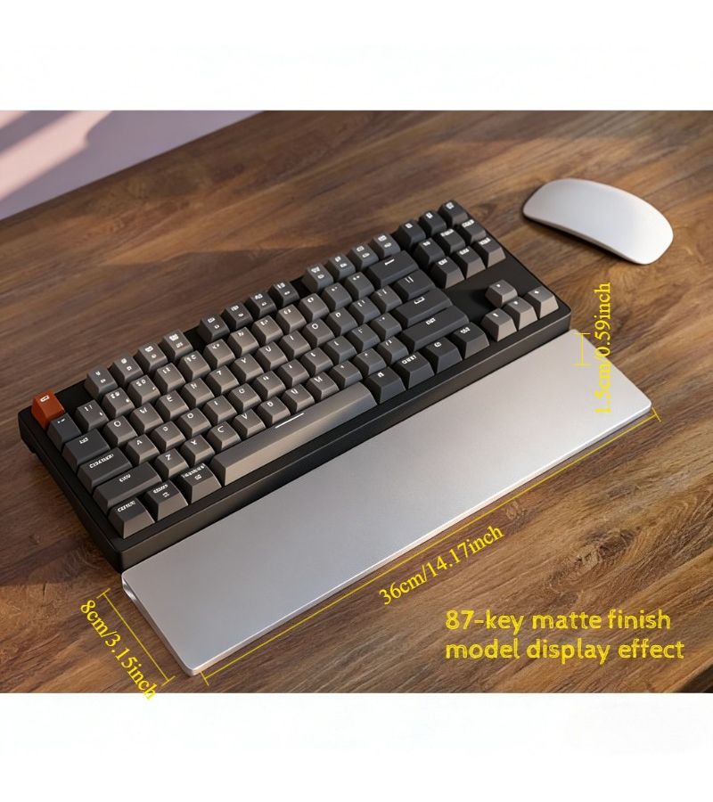 Acrylic Keyboard Wrist Rest Support Pad 87 Key Ergonomic Typing Accessory Frosted Matte Finish Transparent Square Design - Image 5