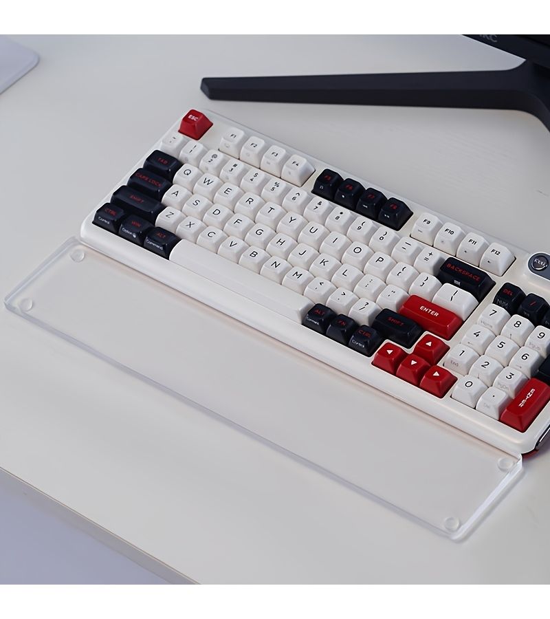 Acrylic Keyboard Wrist Rest Support Pad 87 Key Ergonomic Typing Accessory Frosted Matte Finish Transparent Square Design - Image 3