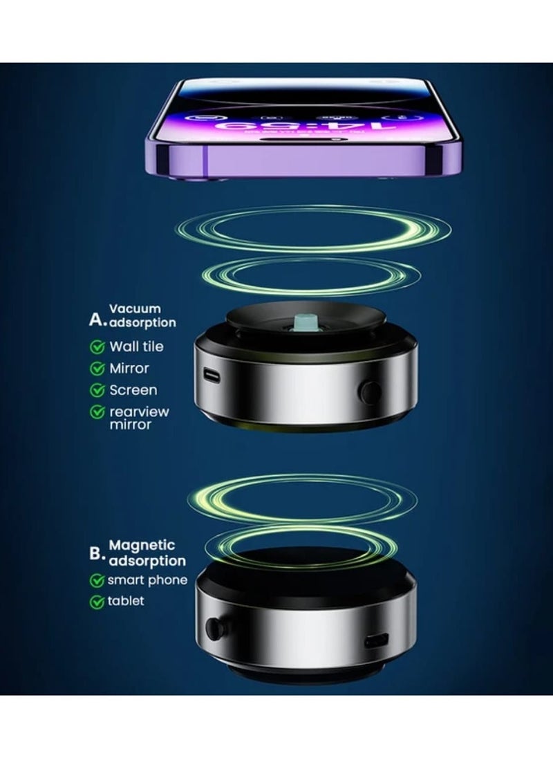 Smart Vacuum Suction Phone Holder Double Sided Adsorption Multiple Scenarios Alloy Material