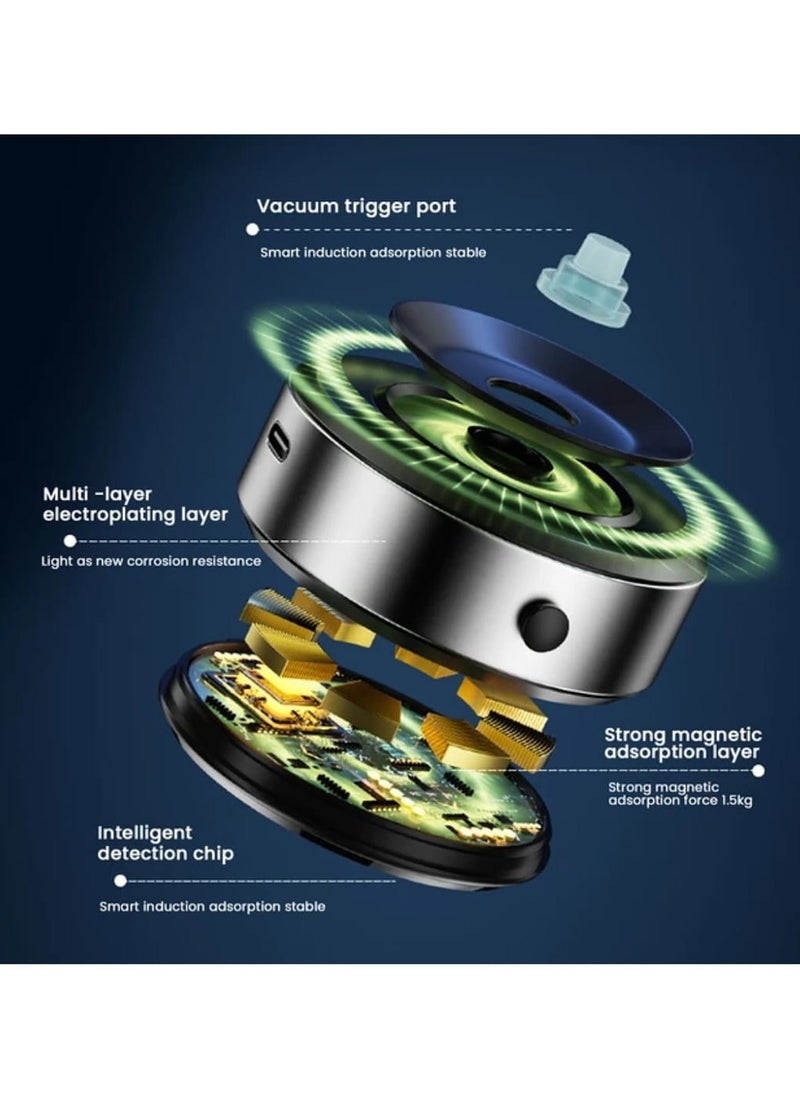 Smart Vacuum Suction Phone Holder Double Sided Adsorption Multiple Scenarios Alloy Material