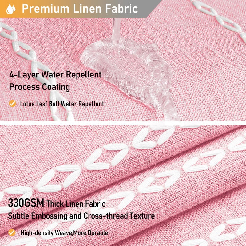 BTTN Extra Long Shower Curtain  96 Inch Long Boho Farmhouse Striped Shower Curtain Set with Tassel  Large Shabby Chic Water Resistant Shower Curtain for Bathroom with Hooks  72x96  Pink/Blush - Image 3