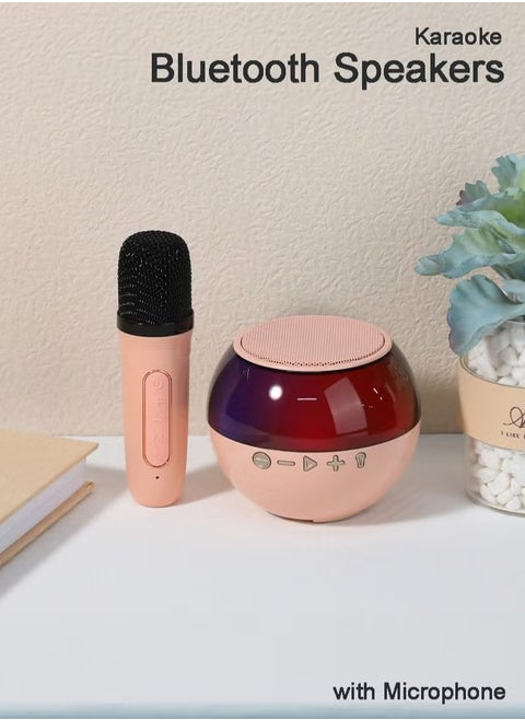Karaoke Portable Wireless Bluetooth Speakers with Microphone One Click Original Vocal Elimination Auto Connection at Startup Colorful Ambient Light Ideal for Family Gatherings and Entertainment