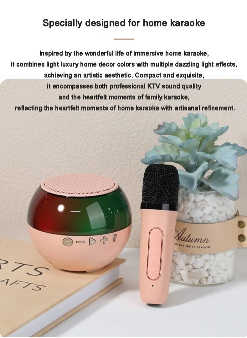 MIXDE - Karaoke Portable Wireless Bluetooth Speakers with Microphone One Click Original Vocal Elimination Auto Connection at Startup Colorful Ambient Light Ideal for Family Gatherings and Entertainment - Image 1