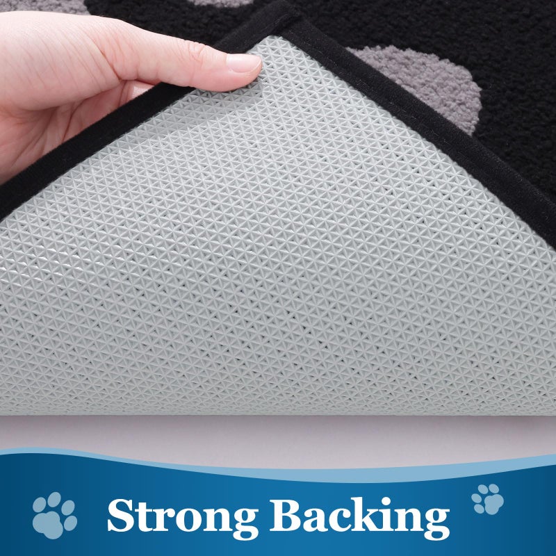 Buganda Dog Door Mat for Muddy Paws  Absorbent Dirt Trapper Washable Indoor Door Mat  Non Slip Low-Profile Mud Mat for Dogs  Front Entrance Door Mat for Inside Floor (47x24 Inches  Black and Grey) - Image 4