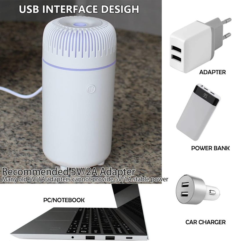 Unee Car Diffuser,USB 100ml Small Humidifier Essential Oil Aroma Diffuser Aromatherapy Diffusers Cool Mist for Car Home Office(White) - Image 4