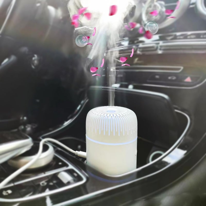 Unee Car Diffuser,USB 100ml Small Humidifier Essential Oil Aroma Diffuser Aromatherapy Diffusers Cool Mist for Car Home Office(White) - Image 1