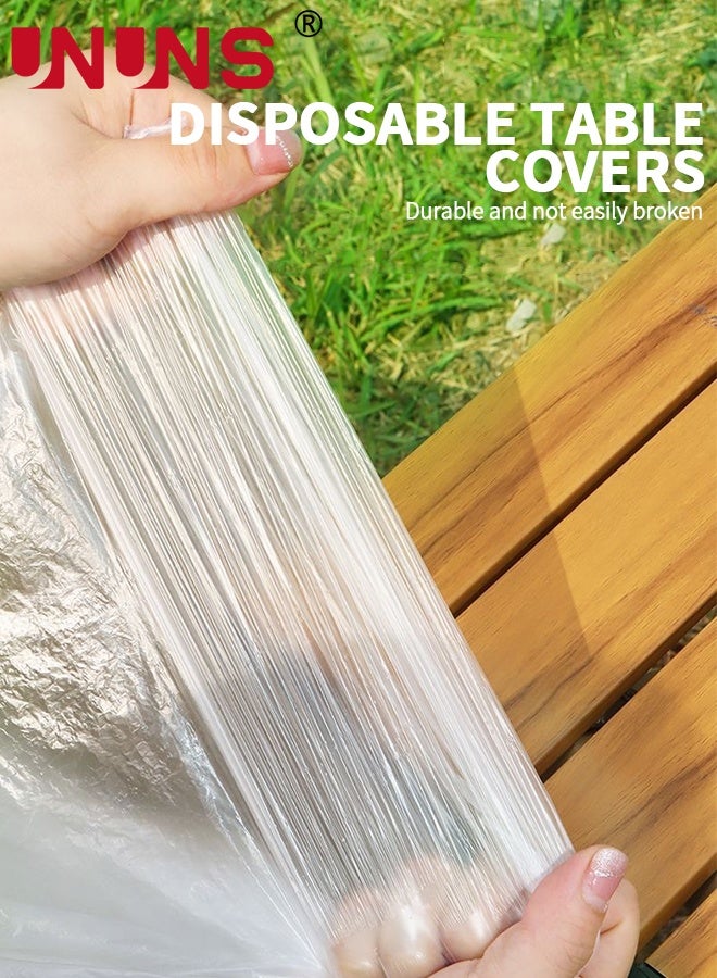 UNUNS 30pcs Disposable Tablecloths,Plastic Table Cloths Disposable,Elastic Desk Cover Rectangle Waterproof,Plastic Tablecloth Camping Picnics Essentials Indoor Outdoor Use,150x70cm - Image 2