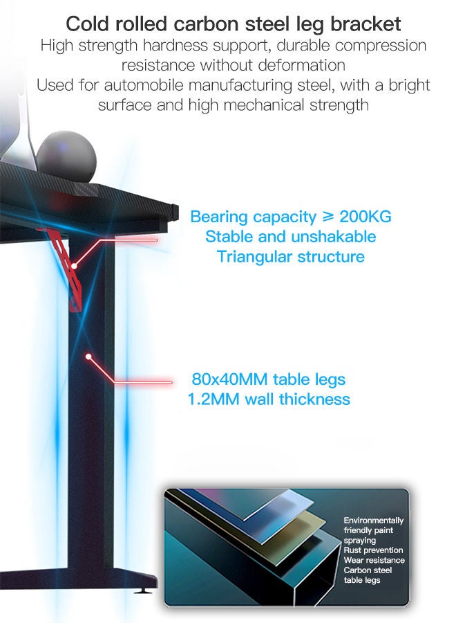 Sharpdo Gaming Desk Desktop Computer Desk with RGB Lights and Water Cup Holder - Image 4