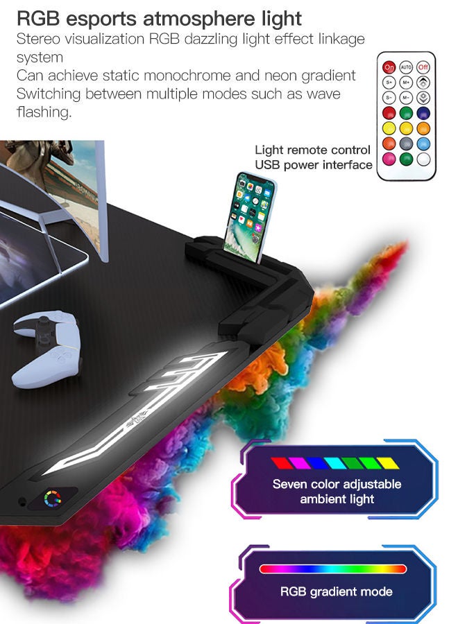 Sharpdo Gaming Desk Desktop Computer Desk with RGB Lights and Water Cup Holder - Image 2