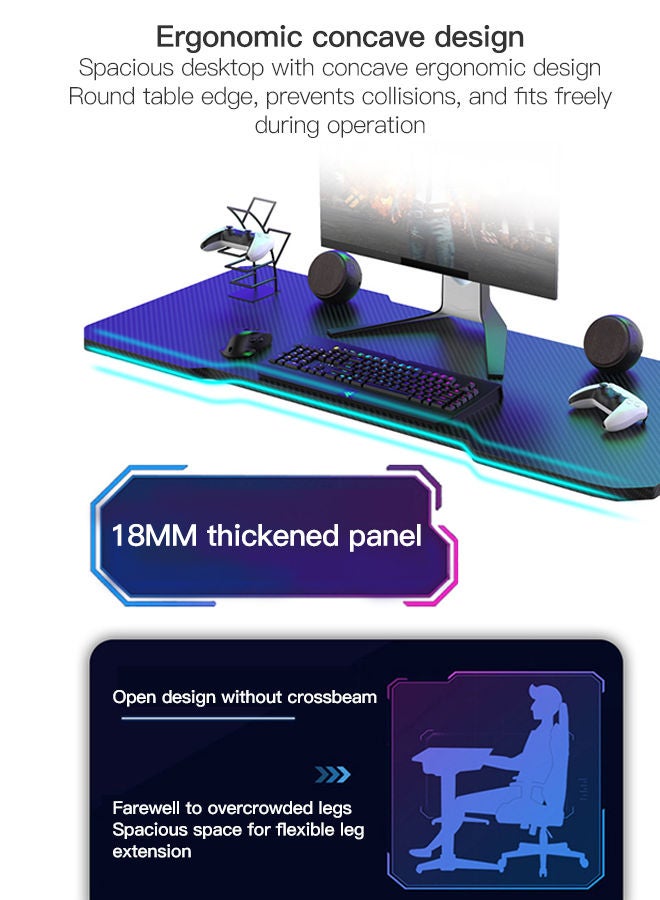 Sharpdo Gaming Desk Desktop Computer Desk with RGB Lights and Water Cup Holder - Image 3