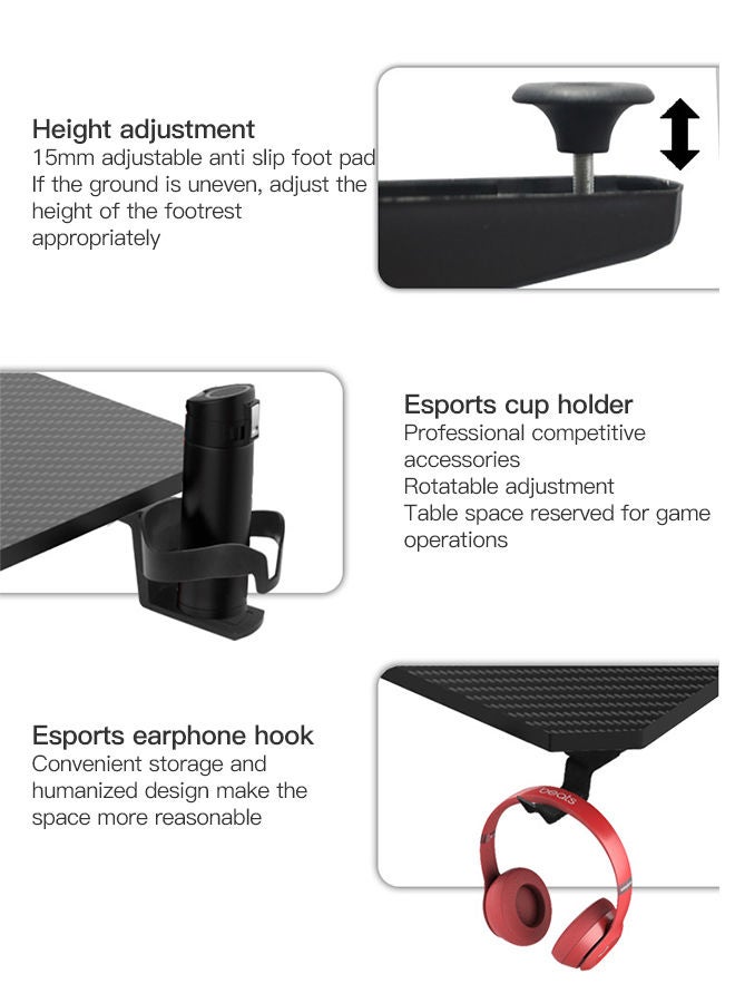 Sharpdo Gaming Desk Desktop Computer Desk with RGB Lights and Water Cup Holder - Image 5