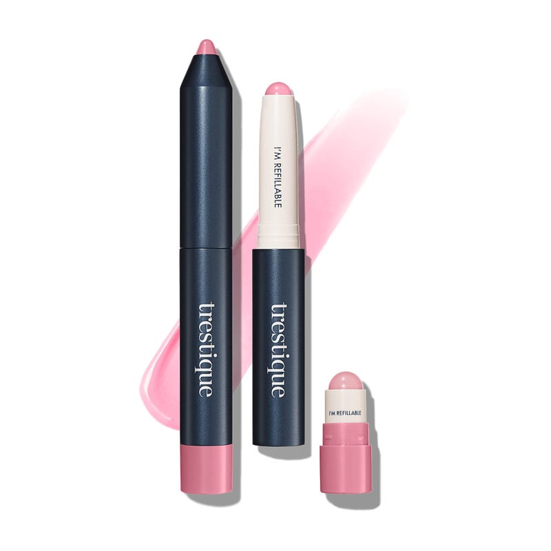 TRESTIQUE trestique Prime And Shine Lip Crayon Refillable Shiny Lipstick With Builtin Lip Primer Clean Beauty Makeup Lipstick For Women 2in1 Glossy and Primer