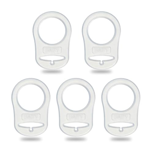 Demearly 5 Pack Clean Pacifier Clip Silicone Adapter Holder Rings for Pacifier (Food Grade, Clear) - Image 1