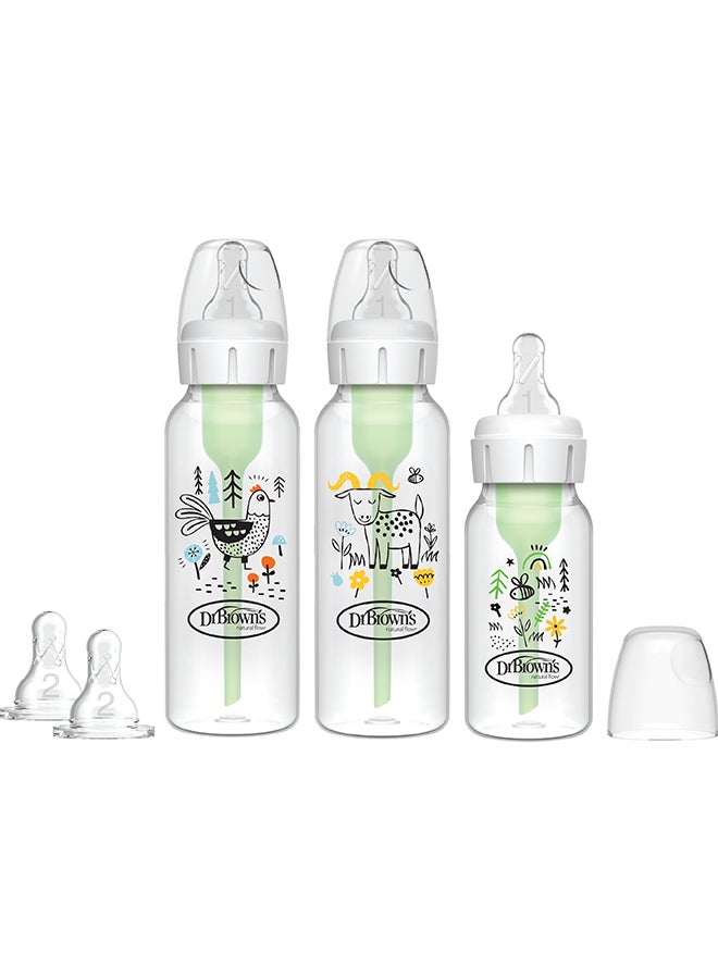 Dr. Brown’s PP Narrow Anti-Colic Options+ Baby Bottle Starter Kit w/ Designs  (1x120 & 2x250 mL bottles, 2xL2 nipples, 1 cleaning brush) - Image 1