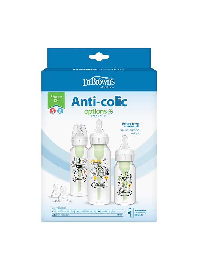 Dr. Brown’s PP Narrow Anti-Colic Options+ Baby Bottle Starter Kit w/ Designs  (1x120 & 2x250 mL bottles, 2xL2 nipples, 1 cleaning brush) - Image 3