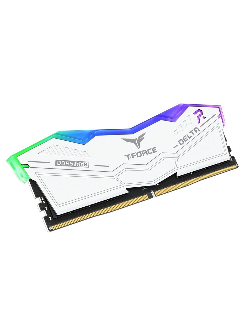TeamGroup - ذاكرة وصول عشوائي T-Force Delta RGB DDR5 سعة 32 جيجابايت (2x16 جيجابايت) 6000 ميجاهرتز PC5-48000 CL38 متوافقة مع Intel XMP 3.0 وAMD Expo لسطح المكتب باللون الأبيض FF4D532G6000HC38ADC01 - Image 1