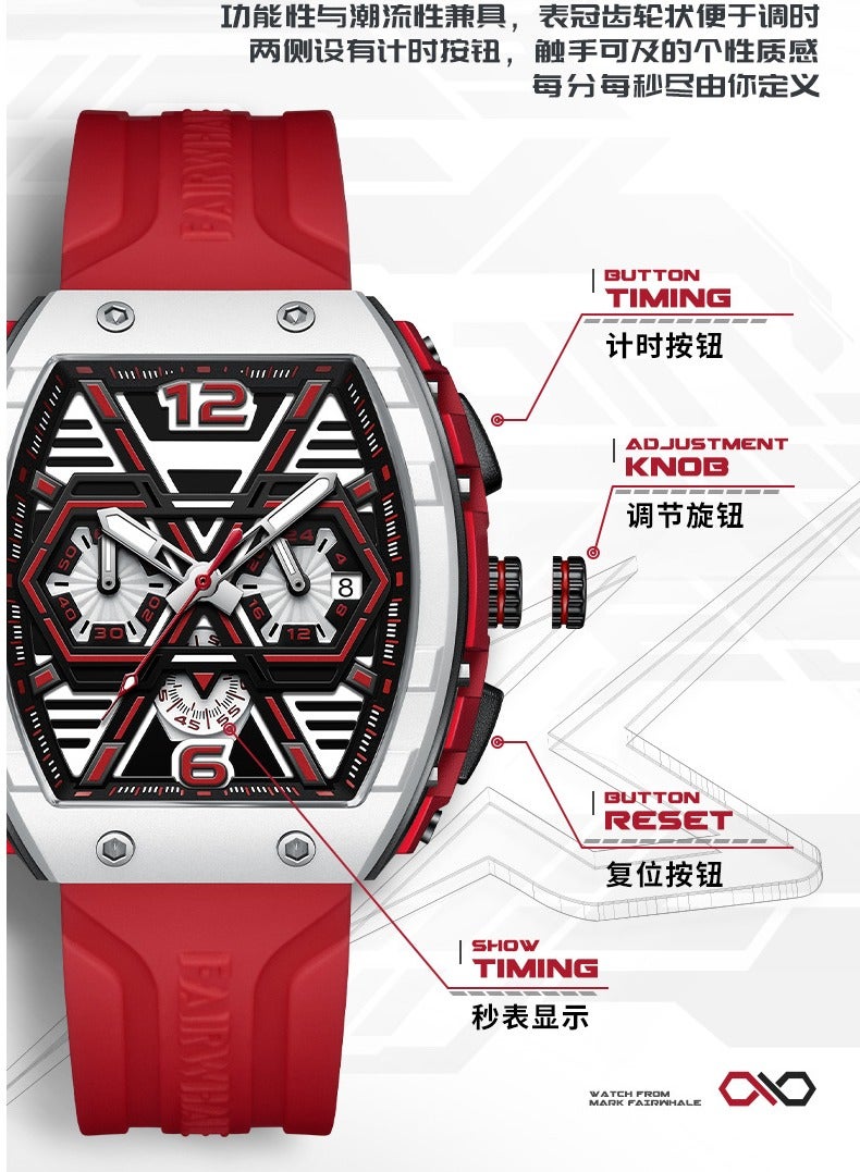 Mark Fairwhale Men's Multifunctional Chronograph Quartz Watch, Luminous Waterproof Casual Sports Watch - Image 4