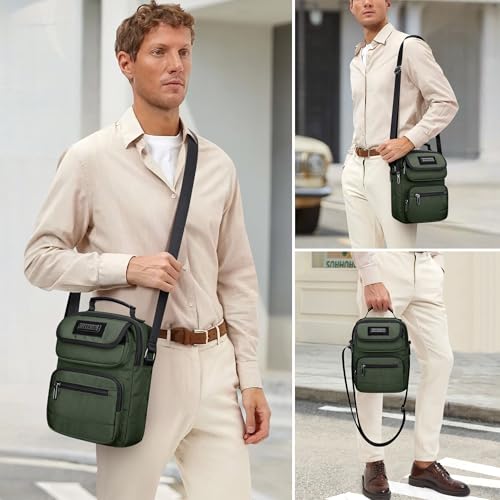 WITZMAN Crossbody Bag for Men Messenger Bag Lightweight Man Purse Small Nylon Casual Shoulder Bags for Work Travel（B710 Army Green） - Image 2