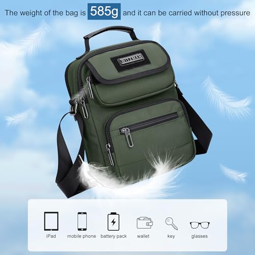 WITZMAN Crossbody Bag for Men Messenger Bag Lightweight Man Purse Small Nylon Casual Shoulder Bags for Work Travel（B710 Army Green） - Image 5
