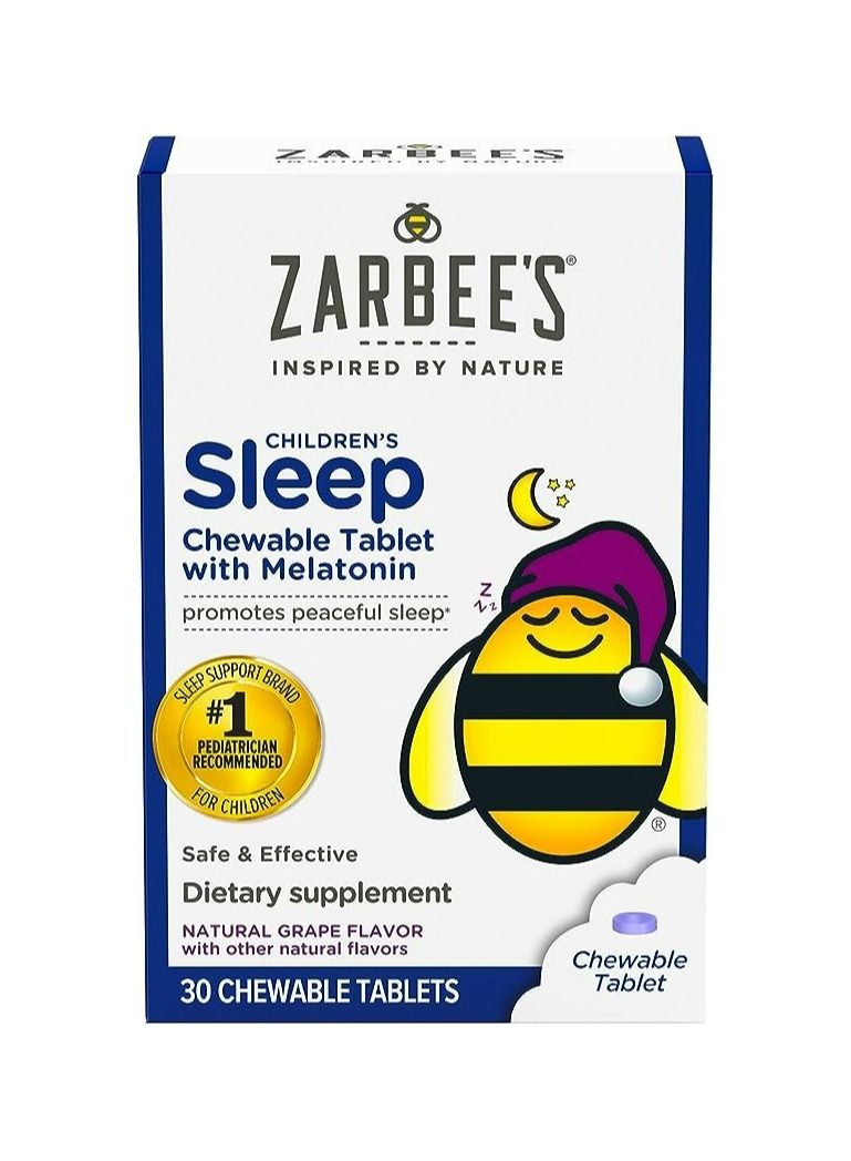 Zarbee's Naturals Children's Sleep With Melatonin Supplement Grapes Flavor 30 Chewable tablets