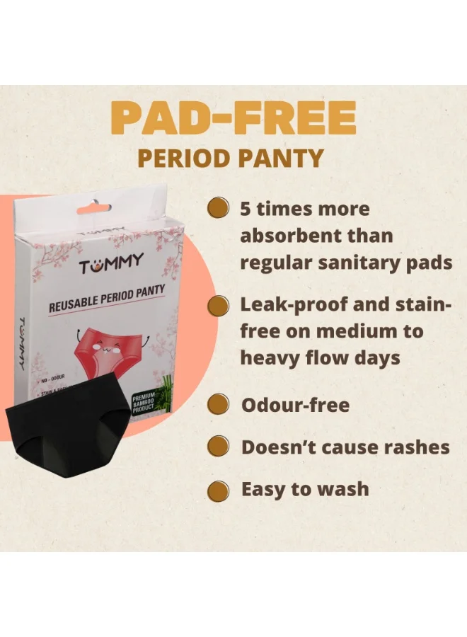 TUMMY Full Coverage Heavy Flow Reusable Period Panty for women - Pack of 2
