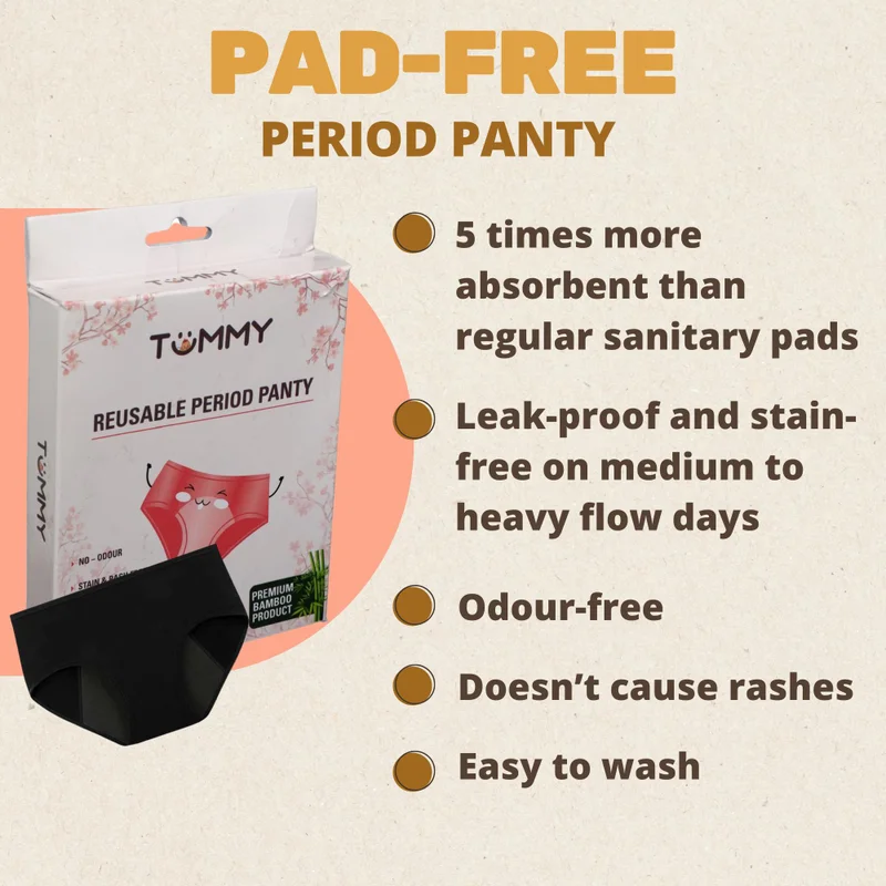 TUMMY Full Coverage Heavy Flow Reusable Period Panty for women - Pack of 2