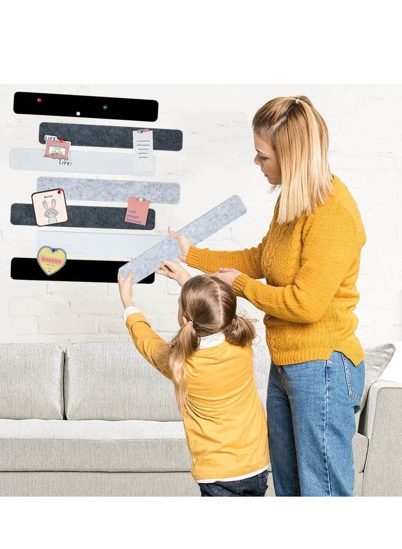 8Pcs Black White Grey Felt Pin Board Bar Strips with 30 Pushpins, Self-Adhesive Bulletin Board Bar Strips No Damage for Wall, Felt Cork Board Strips for Paste Notes, Photos - Image 5