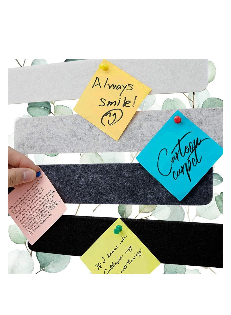 8Pcs Black White Grey Felt Pin Board Bar Strips with 30 Pushpins, Self-Adhesive Bulletin Board Bar Strips No Damage for Wall, Felt Cork Board Strips for Paste Notes, Photos - Image 3