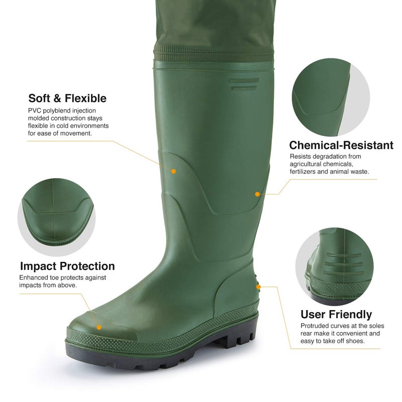 TIDEWE Hip Wader, Lightweight Hip Boot for Men and Women, 2-Ply PVC/Nylon Fishing Hip Wader Green Size 10 - Image 3