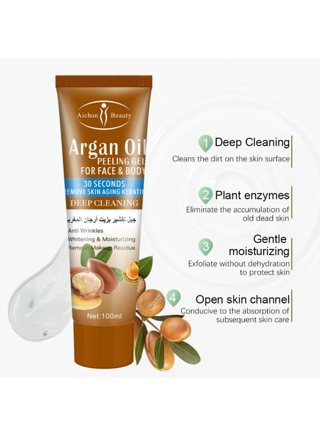 Aichun beauty 100ML Argan Oil Peeling Gel for Face & Body Deep Cleaning 30s Remove Skin Aging Keratin Deep Cleaning Anti Wrinkles Whitening Moisturizing And Remove Makeup Residue Exfoliating Gel - Image 2