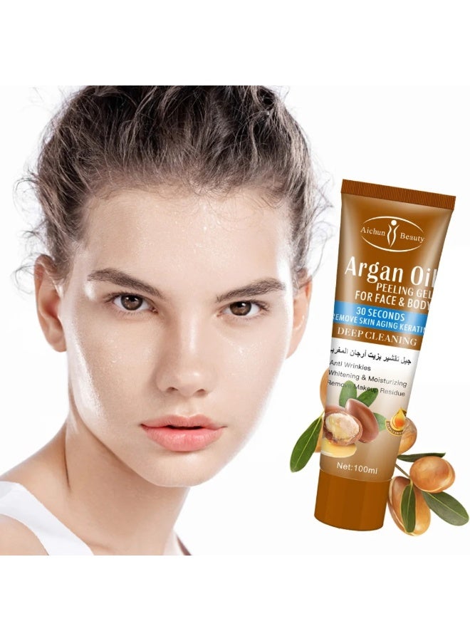 Aichun beauty 100ML Argan Oil Peeling Gel for Face & Body Deep Cleaning 30s Remove Skin Aging Keratin Deep Cleaning Anti Wrinkles Whitening Moisturizing And Remove Makeup Residue Exfoliating Gel - Image 4