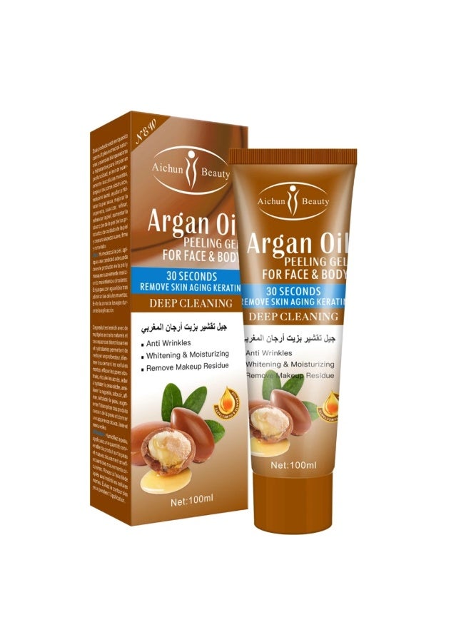 Aichun beauty 100ML Argan Oil Peeling Gel for Face & Body Deep Cleaning 30s Remove Skin Aging Keratin Deep Cleaning Anti Wrinkles Whitening Moisturizing And Remove Makeup Residue Exfoliating Gel - Image 1