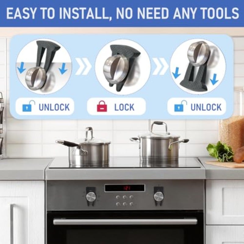 HANNEA 4 Pack Gas Stove Knob Locks Child Safety Stove Knob Covers Baby Proof Oven Lock with Silicone Material Toddler and Pet Safety Guards Prevent Accidental Touch for Kitchen Stove and Oven - Image 4