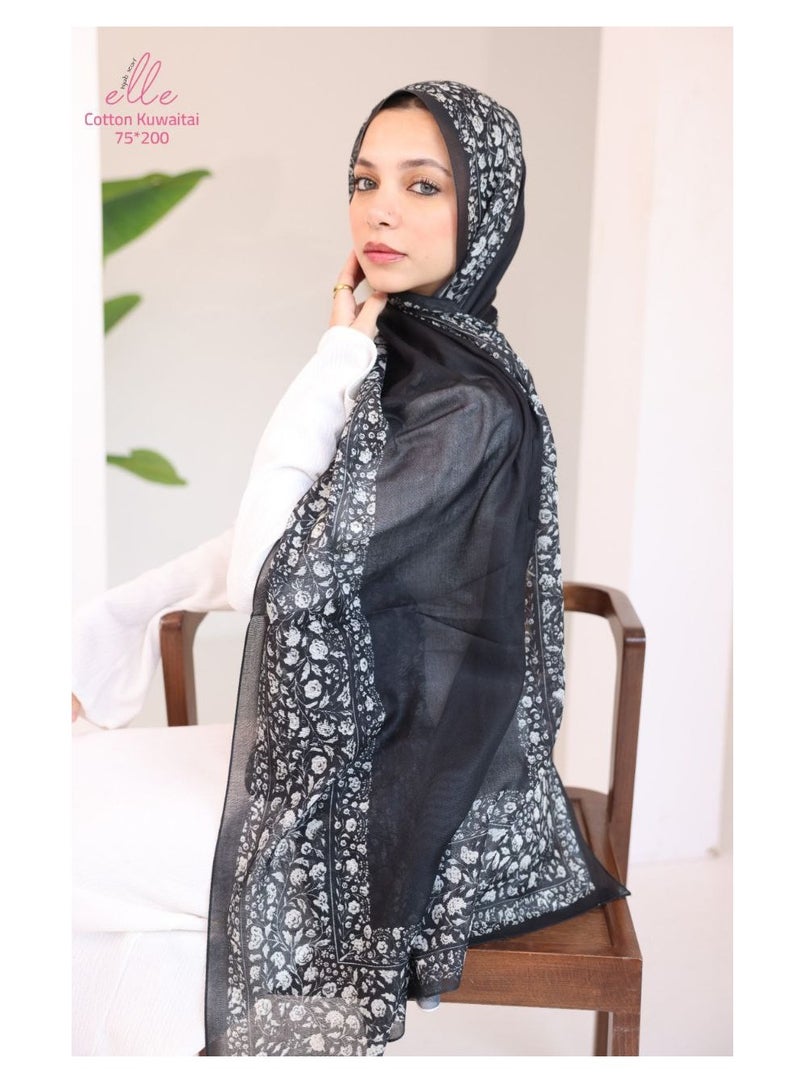 ELLE Luxury Veil Cotton Islamic Hijab for Women for Occasions and Regular Days - Size (200cm x 75cm) - Image 1