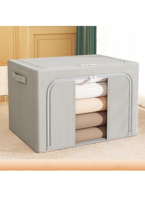 Hanging Closet Organizer Stackable Storage Box Oxford Frame with Clear Window, Durable Carry Handles,grey