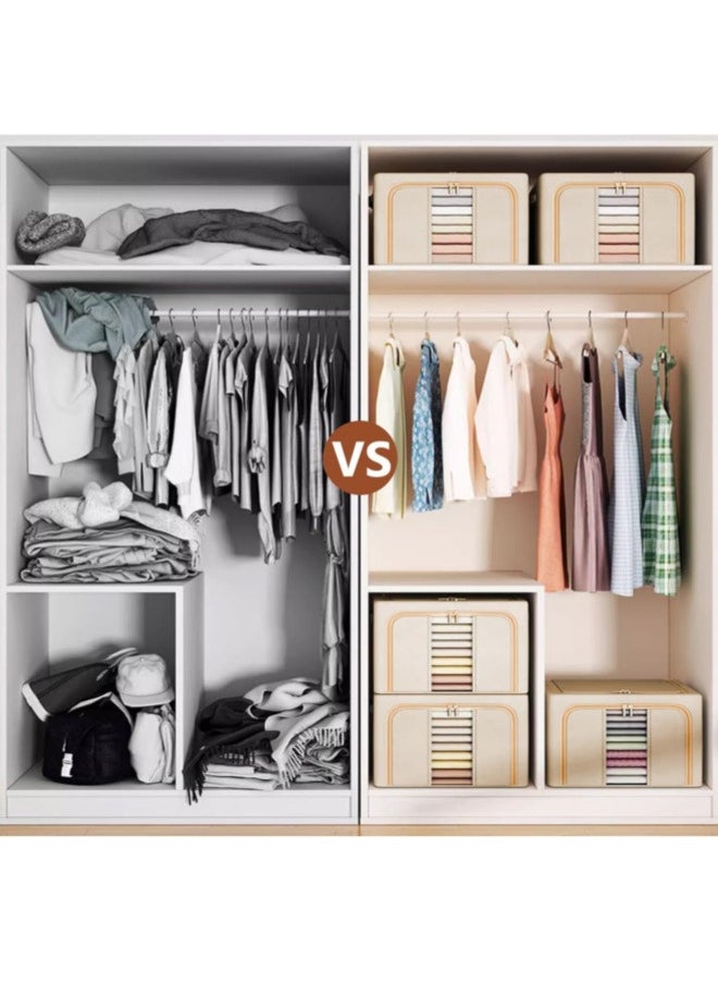 Hanging Closet Organizer Stackable Storage Box Oxford Frame with Clear Window, Durable Carry Handles,grey