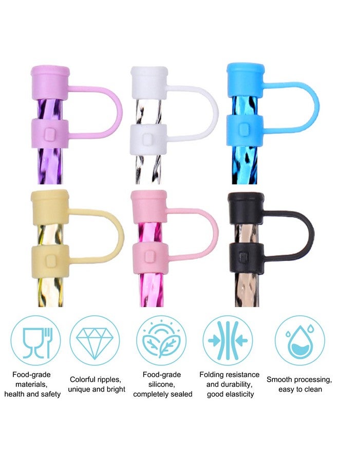 Mity Rain Mity rain 6 Pairs Replacement Straws and Straw Covers for Stanley Straw, Reusable Glitter Straws with Cleaning Brush for Stanley Cup, Straws for Stanley 40/30 OZ Tumbler (6 Straws + 6 Spill Stoppers) - Image 4