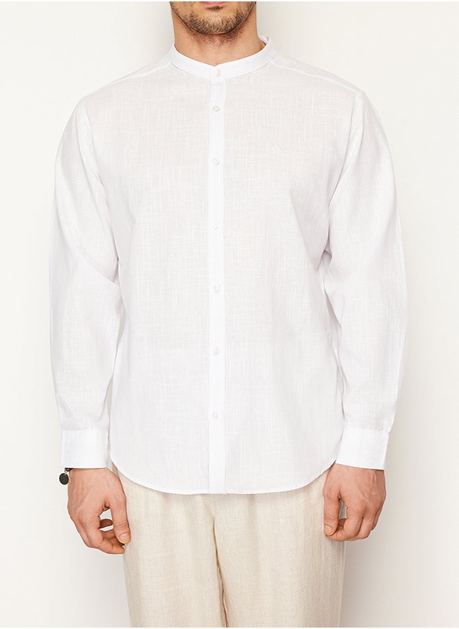 trendyol White Regular Fit Collar 100% Cotton Shirt with Embroidery Detail TMNSS24GO00009  - Image 4