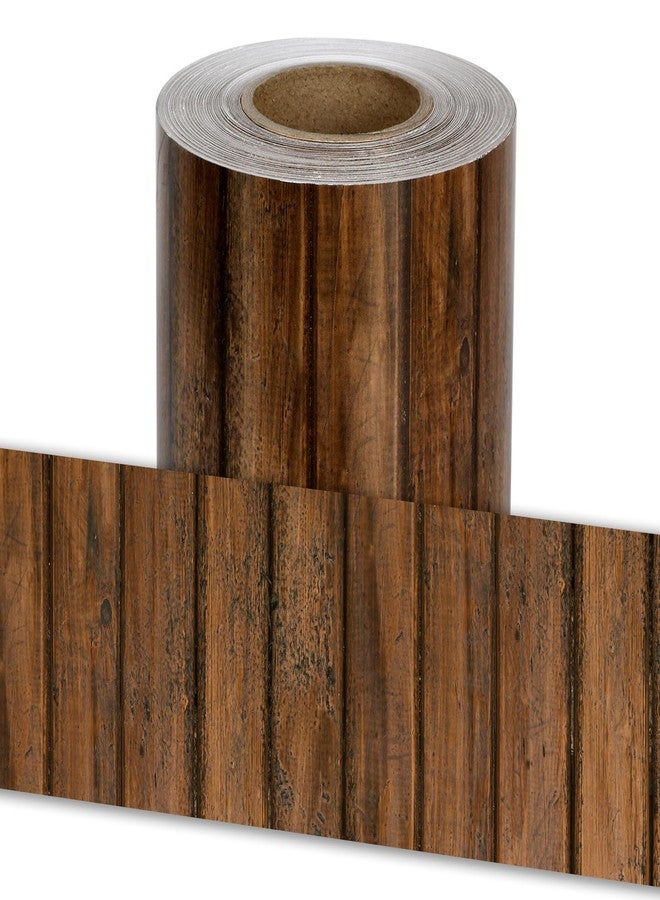 Leezead 65.6Ft Wood Bulletin Board Border, Wooden Pattern Straight Rolled Border Trim Fall Bulletin Board Border Dark Wood Board Border for Fall Classroom School Office Chalkboard Wall Decor - Image 1