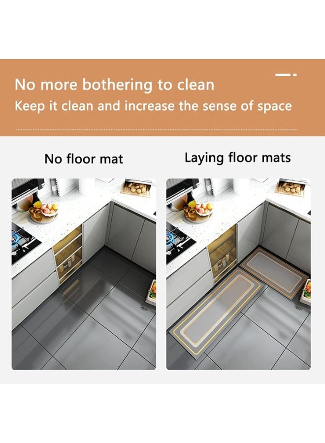 TAPIT Kitchen Floor Mats 2PCS 45x80CM 45x150CM Runner Rugs Kitchen Floor Mats Waterproof Non-slip Anti Fatigue Cushioned Standing Pads for Home Office Laundry Room Sink Comfort Support PVC - Image 4