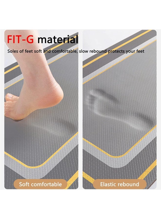 TAPIT Kitchen Floor Mats 2PCS 45x80CM 45x150CM Runner Rugs Kitchen Floor Mats Waterproof Non-slip Anti Fatigue Cushioned Standing Pads for Home Office Laundry Room Sink Comfort Support PVC - Image 3