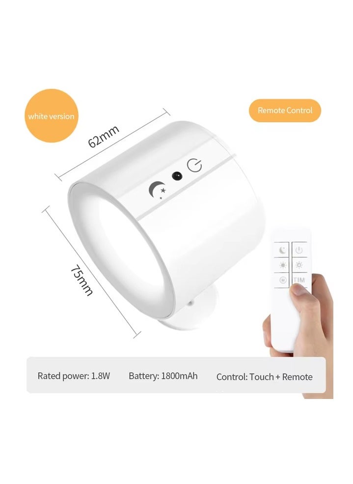 Generic LED Wall Sconce, Wall Mounted Lamp Light with USB Port, 3 Color Temperature and 3 Brightness Level, 360°Rotate Magnetic Ball, Cordless Wall Light for Reading Bedside,White  - Image 1
