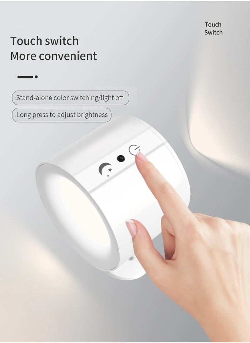 Generic LED Wall Sconce, Wall Mounted Lamp Light with USB Port, 3 Color Temperature and 3 Brightness Level, 360°Rotate Magnetic Ball, Cordless Wall Light for Reading Bedside,White  - Image 3